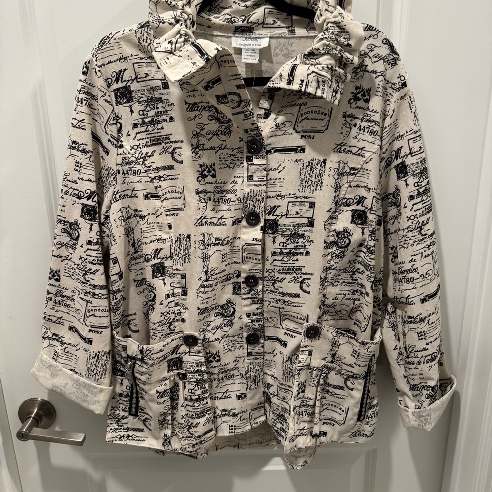 Dorman Beige Script Print Jacket - Picture 1 of 8